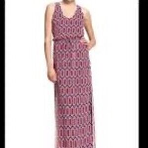 Banana Republic Maxi Dress Geometric Print Sleeveless Casual Size 2